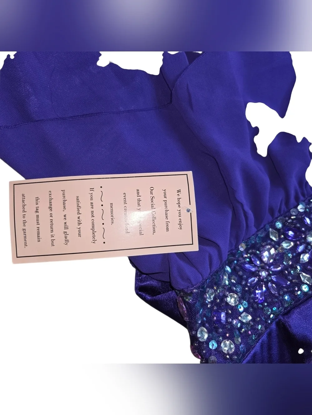 Sequin Hearts Purple Bejeweled Waist Layered Chiffon Prom Dress